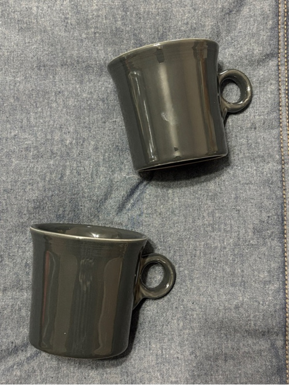 Set of Two Dark Gray Fiesta Ceramic Mugs